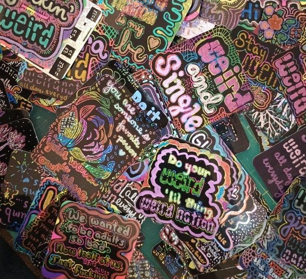 The sticker pile